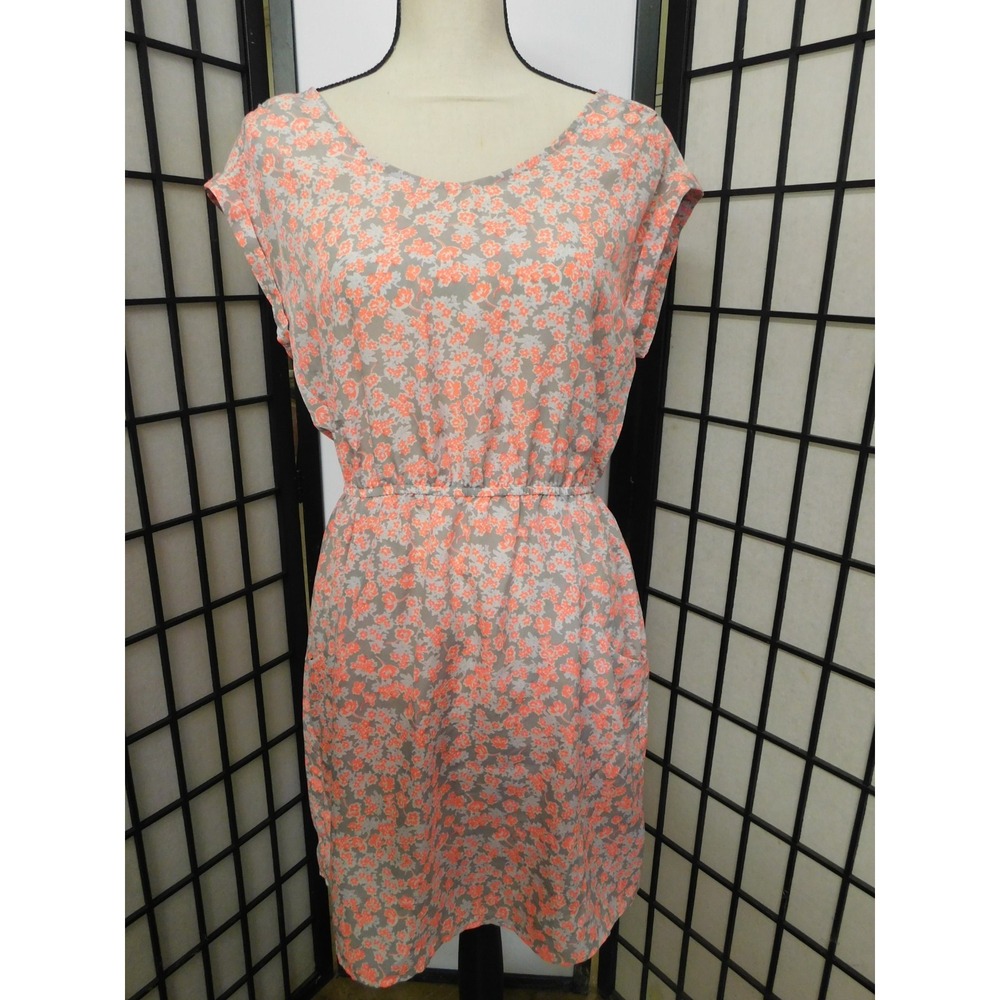 Gap Gray Orange Floral Print Dress Medium